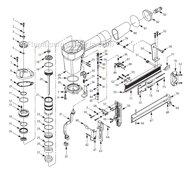 Page A Diagram and Parts List for NB006750  Campbell Hausfeld Nailer